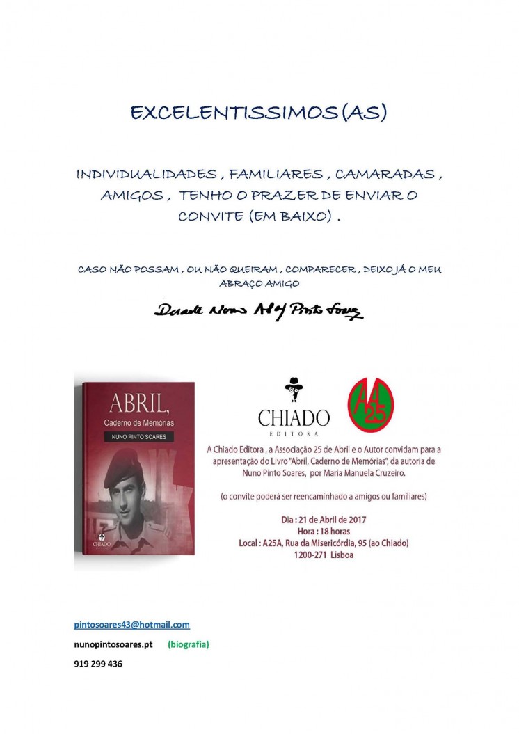Lançamento do livro &quot;Abril Caderno de Memórias&quot; do Duarte Nuno Soares - 44/1953.