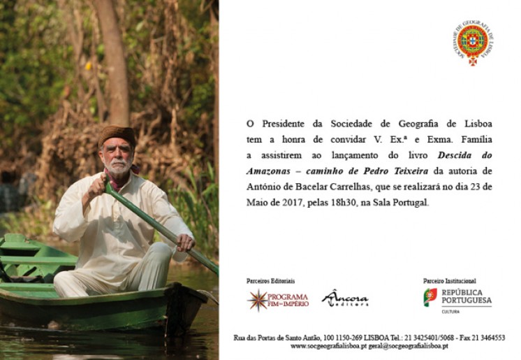 Convite para o lançamento do livro &quot;Descida do Amazonas - caminho de Pedro Teixeira&quot; do António Carrelhas 159/1947.