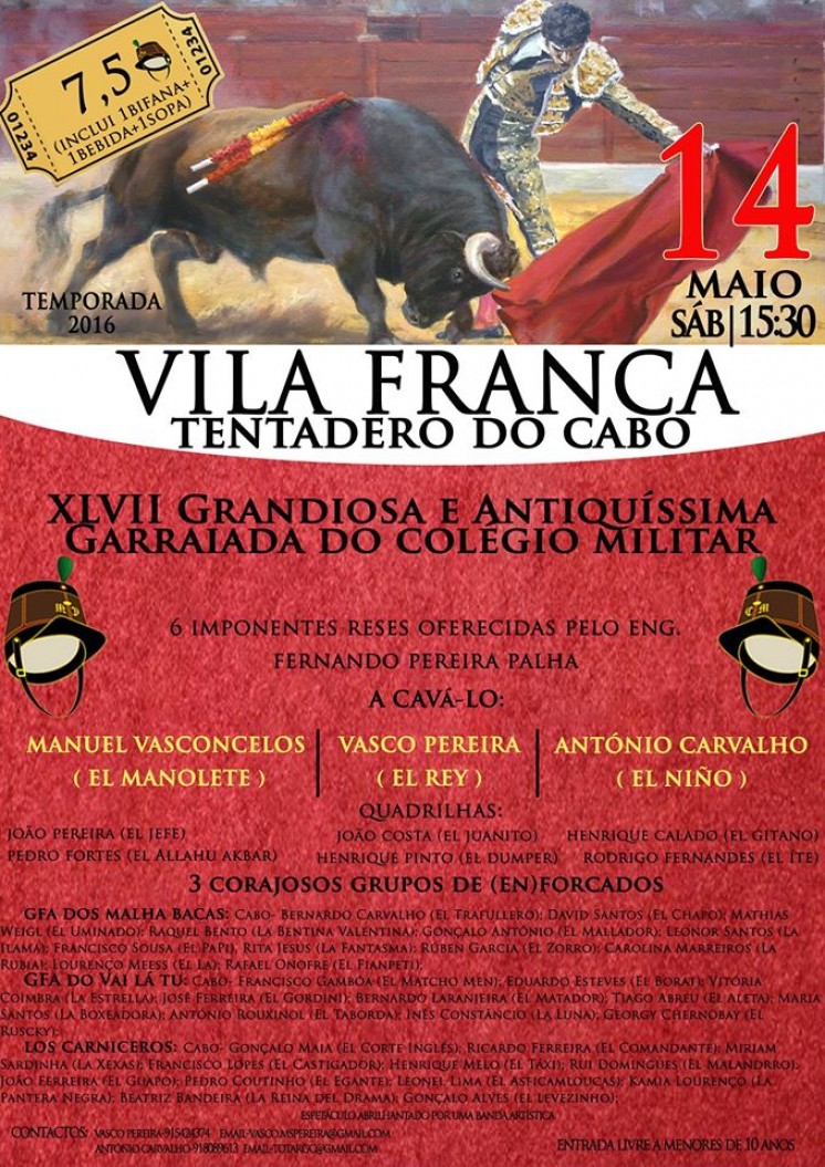 XLVII Garraiada do Colégio Militar, Tentadero do Cabo, Vila Franca de Xira - 14 Maio 2016