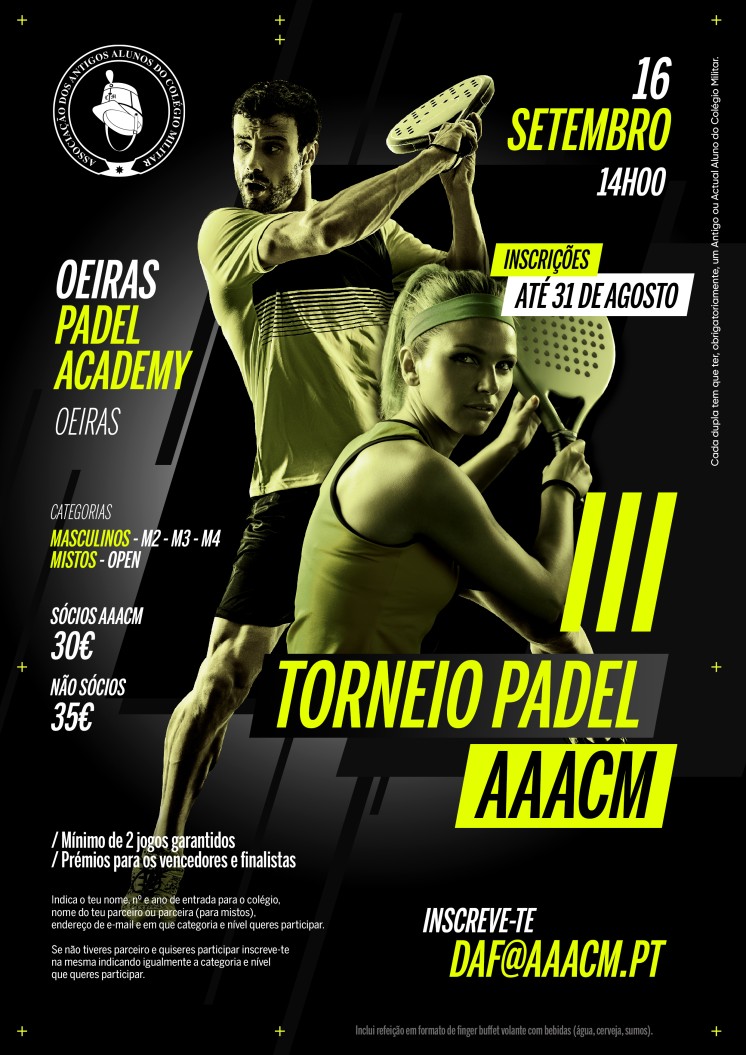 ÚLTIMAS INSCRIÇÕES PARA O III Torneio de Padel AAACM